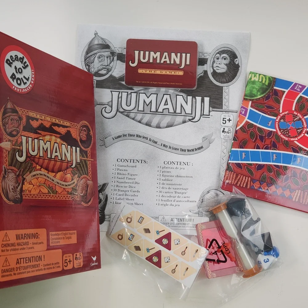 JUMANJI NWT Portable Board Game For Ages 5+, 2 Players, 2019, Cardinal/Columbia